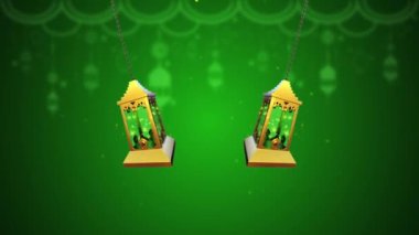 Arap Altın Ramazan Feneri, İslami arkaplanlı. 3 Boyutlu Canlandırma