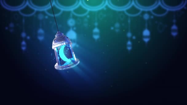 Linterna Árabe Oro Ramadán Con Fondo Ornamento Islámico Animación — Vídeo de stock