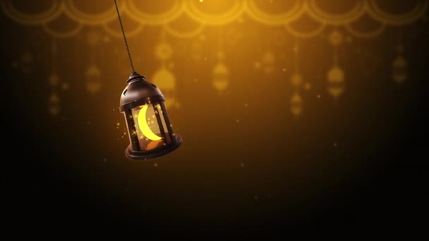 Arabiska Golden Ramadan Lantern Med Islamisk Prydnad Bakgrund Animering — Stockvideo