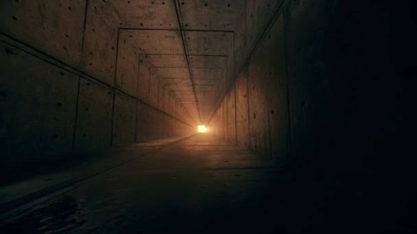Langer Korridor Endet Mit Sonnenlicht — Stockvideo