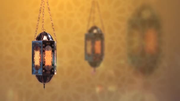 Arabská Zlatá Ramadánská Lucerna — Stock video