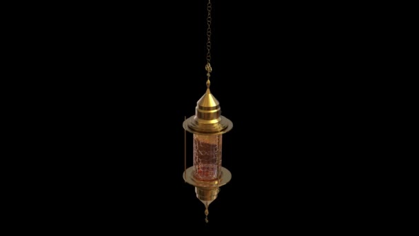 Ramadan Arab Golden Lantern Black Background Parparticles Animation Looped — 图库视频影像