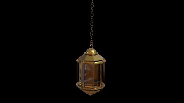 通道的赤色金色斋月灯笼 3D动画 — 图库视频影像