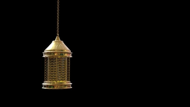 Rabic Golden Ramadan Lanterna Com Canal Alfa Incluído Animação — Vídeo de Stock