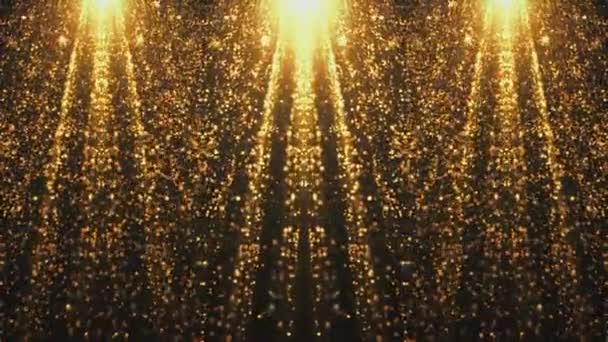 Partícula Ouro Com Estrelas Brilhantes Fundo Partículas — Vídeo de Stock