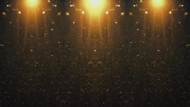 Parlak Yıldızlı Altın Parçacık Parçacık Arkaplanı — Stok video