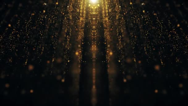 Partículas Oro Glitter Space Background Looped Fondo Brillante Dorado — Vídeos de Stock