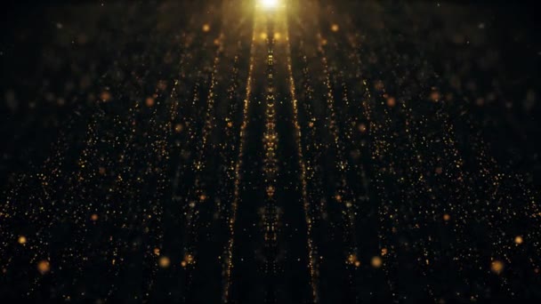 Золотые Частицы Блестящие Космический Фон Цикл Золотой Блестящий Фон — стоковое видео