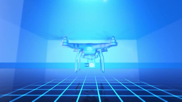 Animación Drone Con Lazo Fondo Rejilla — Vídeo de stock
