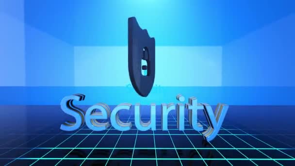 Zamykání Ikony Kybernetické Bezpečnosti — Stock video