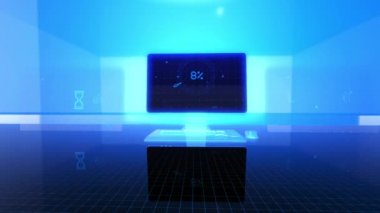 Siyah arkaplanda bilgisayar indirme simgesi - canlandırma