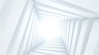 Beyaz bir koridor parlak ışıkla dolu fütüristik boş kareler şekillendirdi.