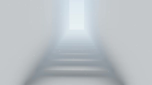 Porta Céu Com Partículas Escada Limpa Futurista — Vídeo de Stock