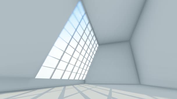 3Dアニメーション Windowsから明るい光と背景空の白い部屋 — ストック動画