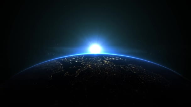 3D动画 太空中的地球 太空中的日出 — 图库视频影像