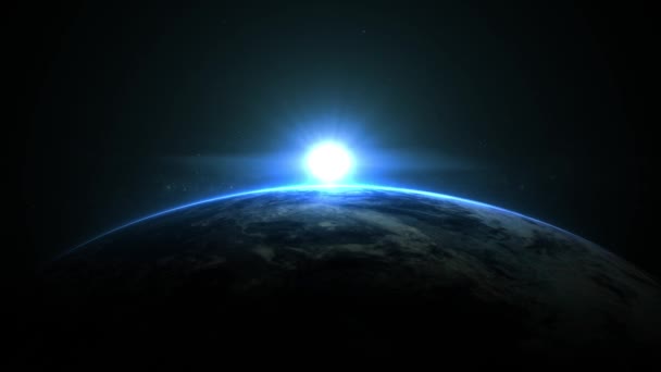 3D-Animation, Erde aus dem All, Sonnenaufgang im All