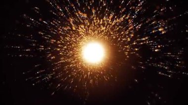 3D animasyon Arkaplanı, altın parçacıklar sarmal 4k