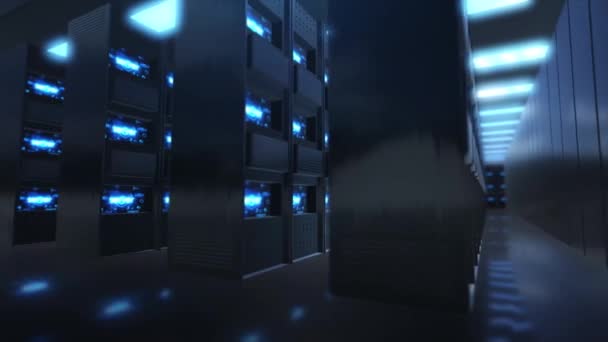 Фон Анимации Data Center Server Room — стоковое видео