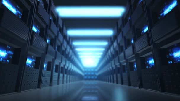 Animatie Achtergrond Data Center Server Room — Stockvideo