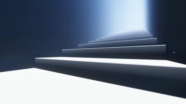 Fondo Animación Escaleras Cielo Caminar Luz Con Partículas — Vídeo de stock