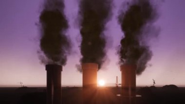 3D arkaplan, Soğutma Kulesi Duman Yükseliyor