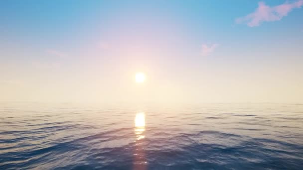 Voler au-dessus de la mer pendant le coucher du soleil 4K Vidéo backgruand animation 
