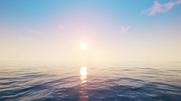 Flying Sea Sunset Video Backgruand Animation — Stok Video