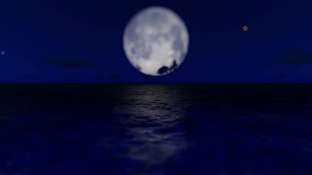 Fond 3D, Mer de nuit avec pleine lune 