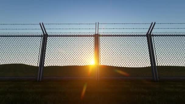 Fond Boundary Fence Coucher Soleil — Video