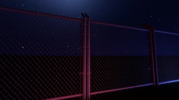 3D背景 夜の境界線フェンス — ストック動画