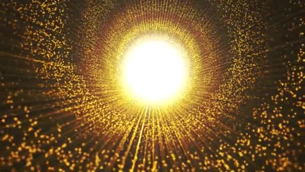 Arkaplan Işık Parçacıklı Altın Parlak Tünel — Stok video