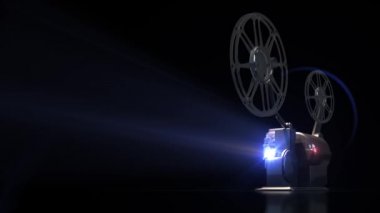 3 boyutlu arka plan, Sinema Projektörü çalışıyor. Işık Yansıması Projektörü Ray