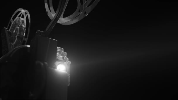 Bakgrund Filmprojektor Fungerar Projektor Stråle Ljus Reflekterande — Stockvideo
