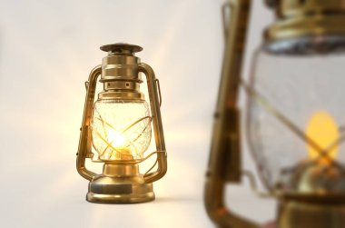 3 Boyutlu illüstrasyon, Arkaplan Arkaplan Tarzı Feneri ile Eski Tarz Feneri