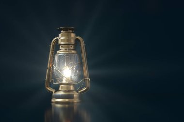 3 Boyutlu illüstrasyon, Arkaplan Arkaplan Tarzı Feneri ile Eski Tarz Feneri