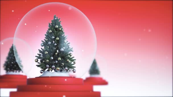 Fond Globe Neige Noël Avec Fond Rouge — Video