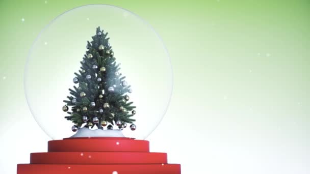 Hintergrund Christmas Snow Globe Mit Grünem Hintergrund — Stockvideo