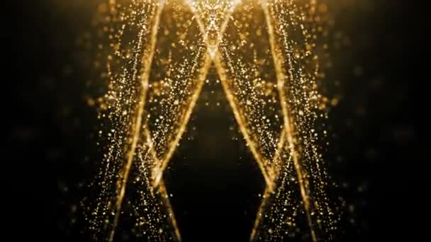 Curtain Shiny Golden Particles Bright Lighting Loop — Stock Video