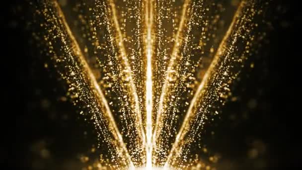 Παραπέτασμα Λαμπερά Χρυσά Σωματίδια Φωτεινό Βρόχο Φωτισμού — Αρχείο Βίντεο
