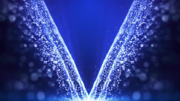 Βρόχο Φόντου Παραπέτασμα Λαμπερά Μπλε Σωματίδια Φωτεινό Βρόχο Φωτισμού — Αρχείο Βίντεο
