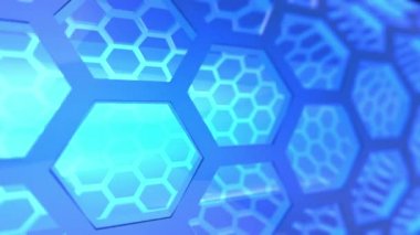 Altıgen mavi Arkaplan, Tıbbi ızgara altıgen desenli teknoloji arka plan döngüsü