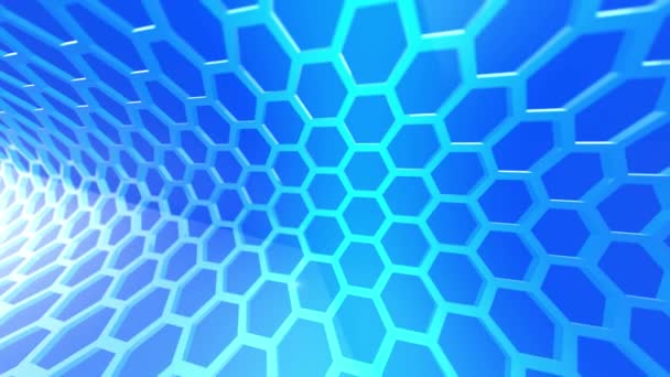 六边形蓝色背景 医用网格六边形技术背景回路 — 图库视频影像