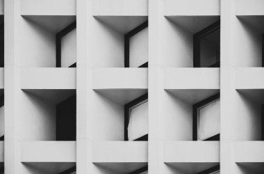 Modern Mimari, siyah beyaz üzerine resim