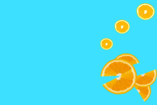 Fresh orange pattern; orange on blue background — Stock Photo, Image