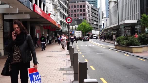 Wellington Nova Zelândia Janeiro 2020 Downtown Wellington City Ruas Capital — Vídeo de Stock