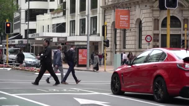 Wellington Nova Zelândia Janeiro 2020 Downtown Wellington City Ruas Capital — Vídeo de Stock