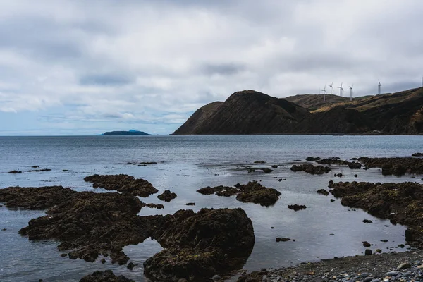 Landschaft mit Windkraftpark in Wellington, Neuseeland — Stockfoto
