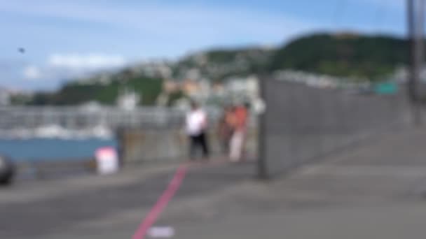 Yeni Zelanda Daki Wellington Şehir Merkezinin Sokak Görüntüsü Bulanık — Stok video