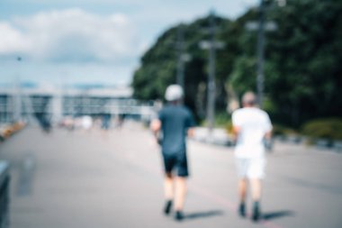 Wellington City 'nin başkentindeki deniz manzarasının bulanık görüntüsü 