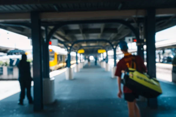 Blur image of People passing through Wellington Railway Station, — 图库照片
